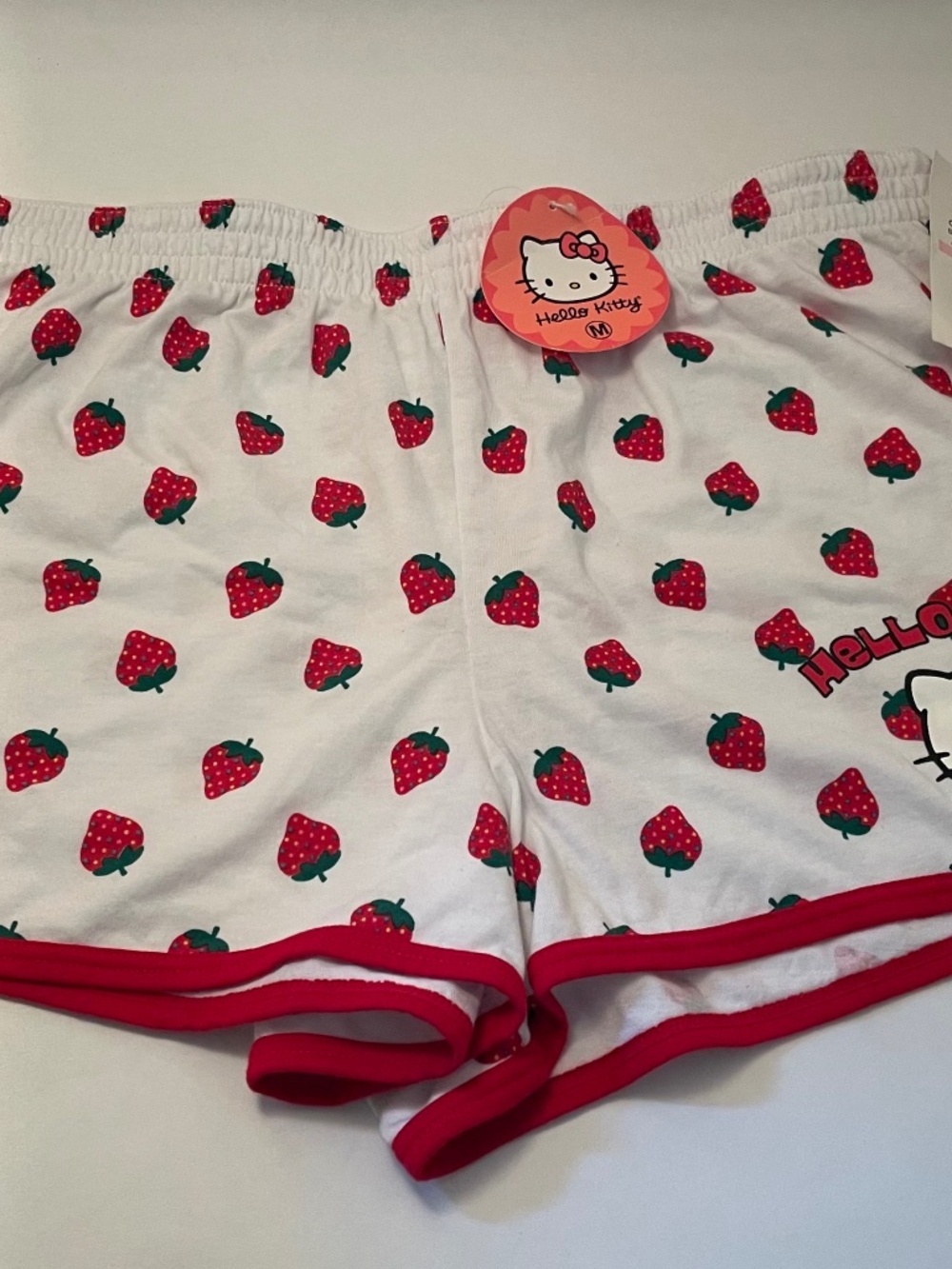 Hello Kitty Boyshorts Pajama Bottoms Vintage 2004 M White w Strawberries New